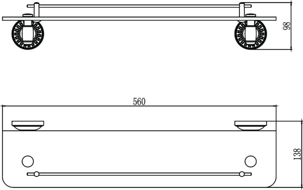 Полка прямая Savol стеклянная 60 см S-606691H