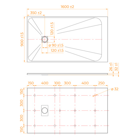 Душевой поддон (160х90) RGW TSS-W 553502916-01