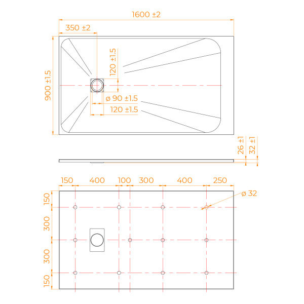 Душевой поддон (160х90) RGW TSS-W 553502916-01