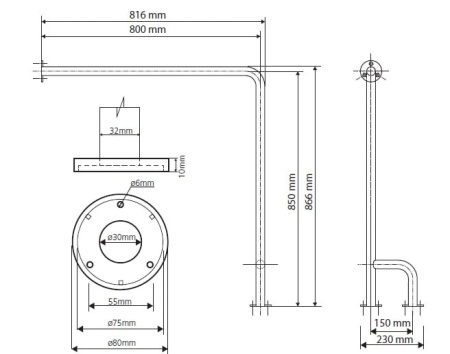 Опорный поручень для ванной, глянец Bemeta Help 301122141