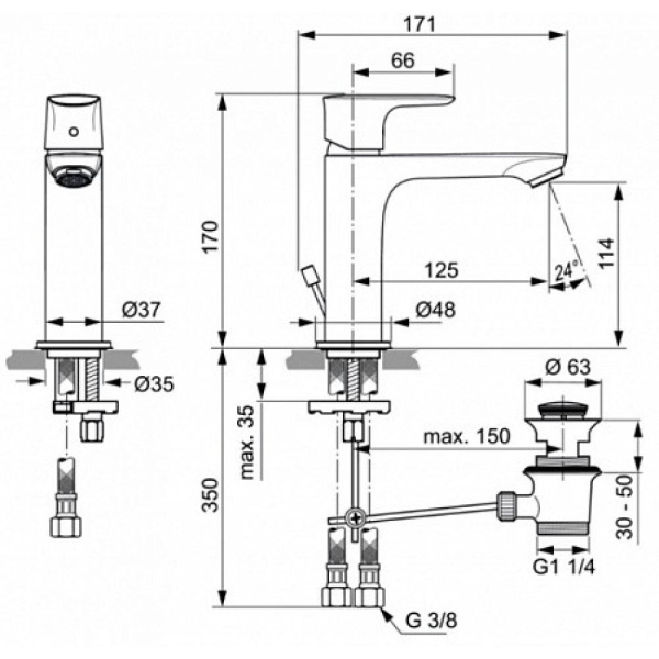 Смеситель для раковины Ideal Standard Connect Air A7012GN
