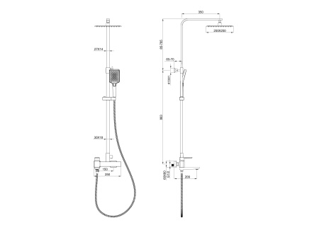 Душевая система WONZON & WOGHAND EDGE, брашированное золото WW-88739003-BG