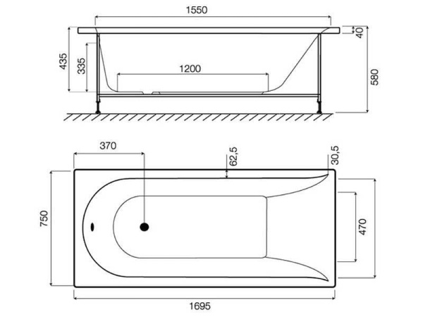 Акриловая ванна AM.PM Inspire W5AW-170-075W2D64