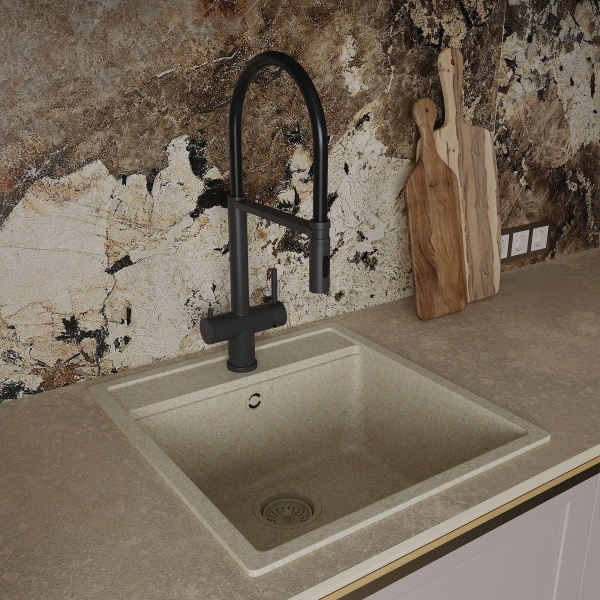 Кухонный смеситель с гибким изливом Oliveeka OL-458009-MB, чёрный матовый