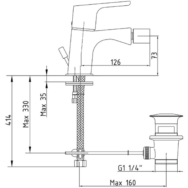 Смеситель для биде E.C.A Luna 102810192EX