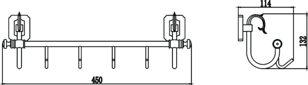 Планка с крючками 4 крючка Savol 64 S-006474