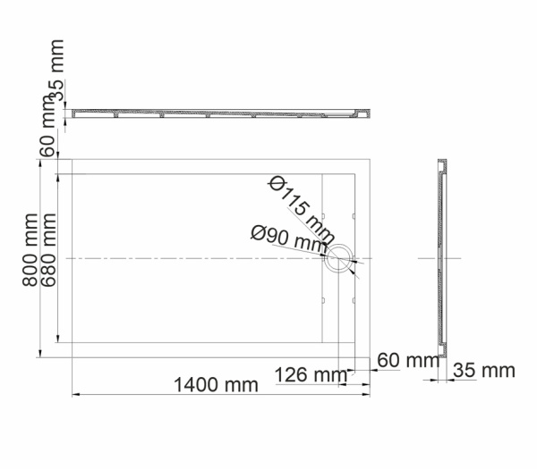 Душевой поддон (140х80) WasserKRAFT Mindel 85T35