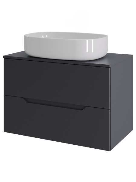 Тумба с раковиной подвесная 70 см, Orange Line Li-70TugMDF+B04-600W графит/белый