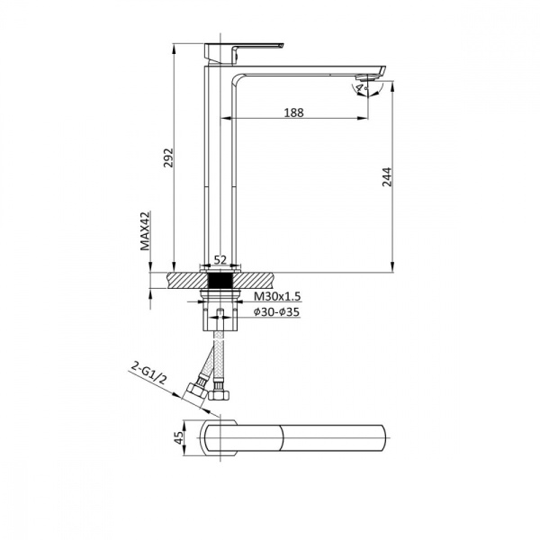 Смеситель для раковины Vincea Next VBF-1N2MB Смеситель для раковины Vincea Next VBF-1N2MB