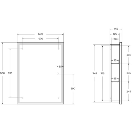 Зеркальный шкаф (60х80) BelBagno SPC-GRT-600/800-1A-LED-TCH с подсветкой