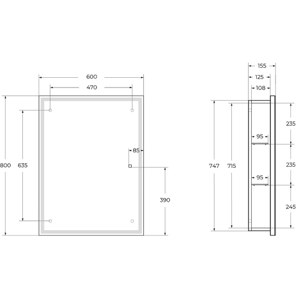Зеркальный шкаф (60х80) BelBagno SPC-GRT-600/800-1A-LED-TCH с подсветкой