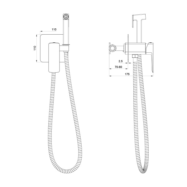 Гигиенический душ со смесителем Oliveeka OL-829003-BN, никель матовый