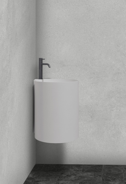 Раковина подвесная Abber Stein AS2625, белая, матовая, угловая, искусственный мрамор