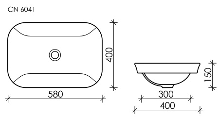 Раковина встраиваемая сверху (58х40) Ceramica Nova ELEMENT CN6041