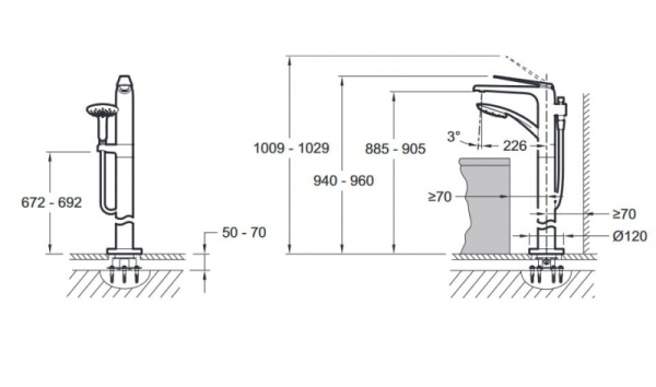 Смеситель напольный Jacob Delafon Avid E97367-CP Смеситель напольный Jacob Delafon Avid E97367-CP