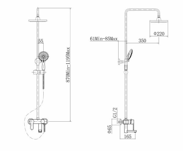 Душевая система с изливом Fashun  A2453 Душевая система с изливом Fashun  A2453