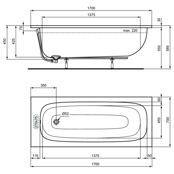 Ванна акриловая (170х70) Ideal Standard i.life T475901 Ванна акриловая (170х70) Ideal Standard i.life T475901