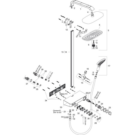 Душевая система Hansgrohe Raindance Select E Showerpipe 300 2jet EcoSmart 27283000 хром