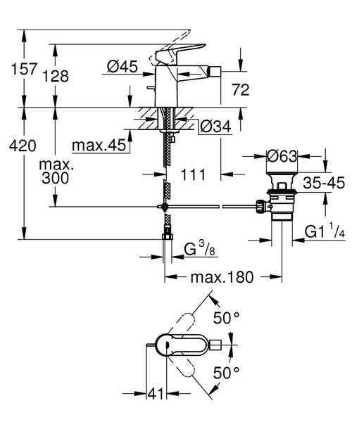 Смеситель для биде Grohe BauEdge 23331 000 (23331000) хром
