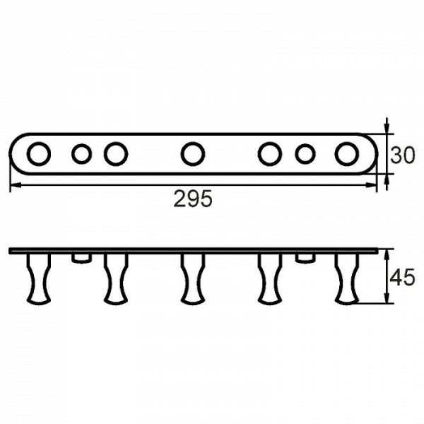 Планка с крючками Milardo , пятерная (003SM50M41)