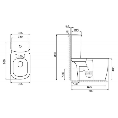 Унитаз компакт BelBagno Prado BB10150CP/BB10150SC без бачка с сиденьем микролифт
