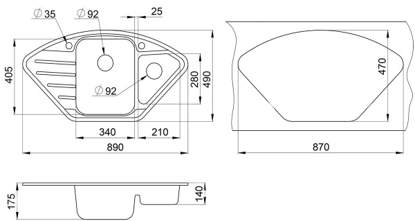 Кухонная мойка (87х49) EMAR EMQ-2890 Барит