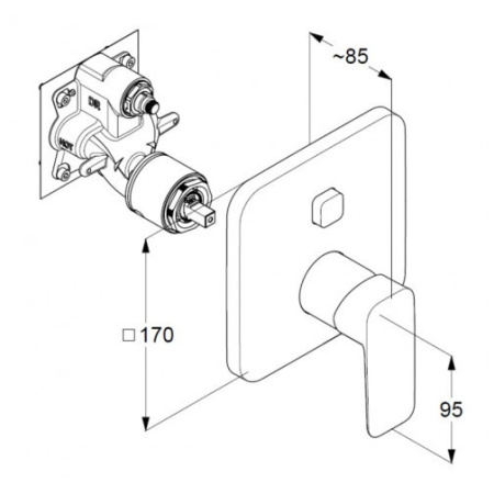 Встраиваемый смеситель для ванны Kludi Pure&Style 406590575