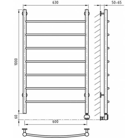 Полотенцесушитель ArtofSpace CLASSICAL EACL6001000ChromeRS