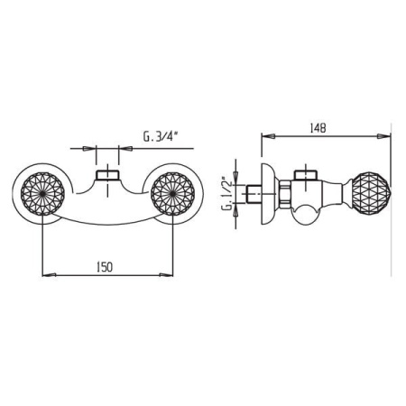 Смеситель для ванны Cezares Royal Palace ROYAL PALACE-DS-01-MS