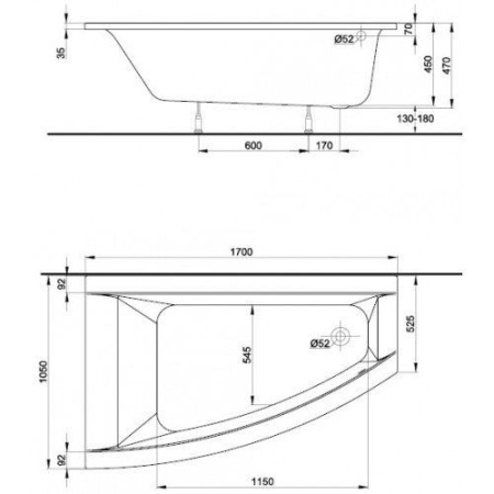 Ванна асимметричная Kolo Clarissa (левая) XWA0871000