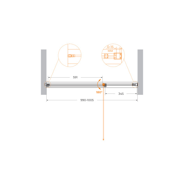 Душевая дверь (100х195) CEZARES URBAN URBAN-B-12-100-C-NERO