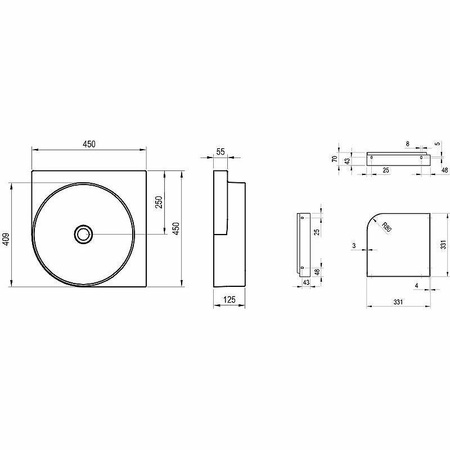 Раковина подвесная Ravak Yard 45 C XJX01045000