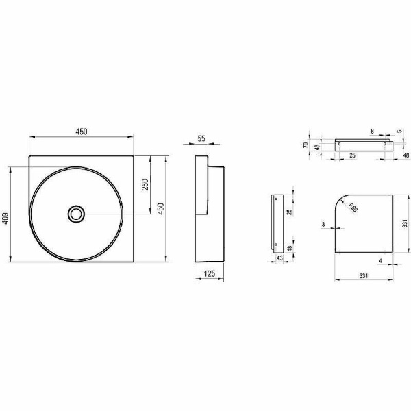 Раковина подвесная Ravak Yard 45 C XJX01045000