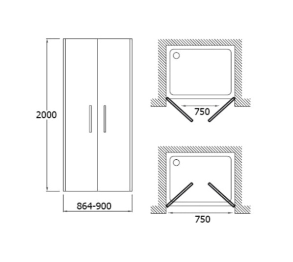 Душевая дверь 90 см Jacob Delafon Contra E22B90-GA