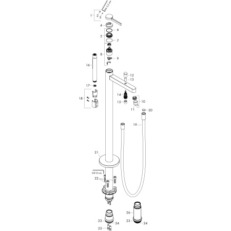 Смеситель для ванны напольный Hansgrohe Finoris 76445000 хром