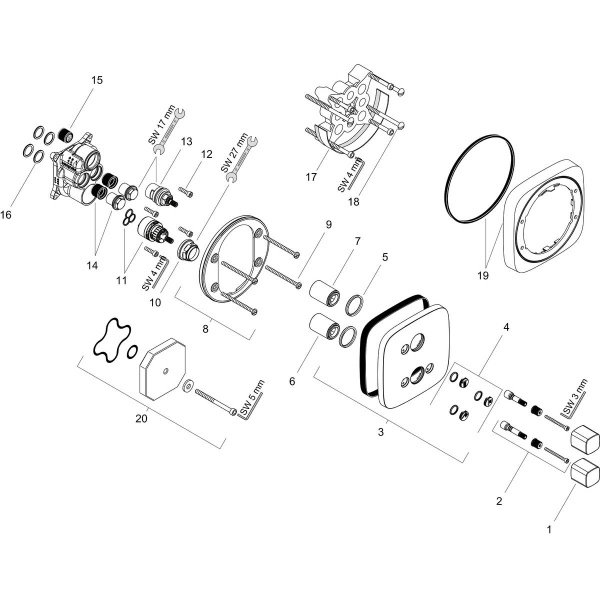 Запорный/переключающий вентиль Hansgrohe PuraVida 15777000 Запорный/переключающий вентиль Hansgrohe PuraVida 15777000