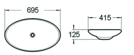 Раковина накладная (69,5х41,5) SantiLine SL-1031