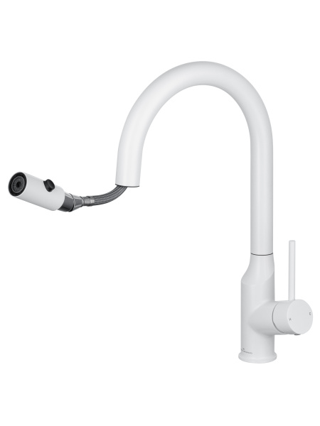 Смеситель для кухни с выдвижным изливом WONZON & WOGHAND, белый матовый WW-A21252-MW