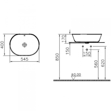 Раковина накладная (55х40см) VitrA Geo 7427B003-0012