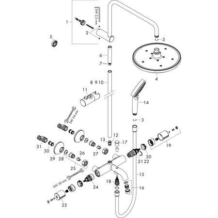 Душевая система Hansgrohe Vernis Blend, Showerpipe 240 1jet 26899670 черный матовый