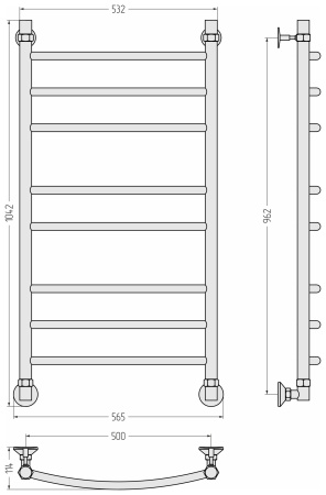 Полотенцесушитель водяной Стилье Аксиома-20 (1000х500) 00662-1050