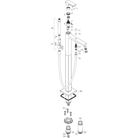 Смеситель для ванны напольный Hansgrohe Metropol 32532140 шлифованная бронза