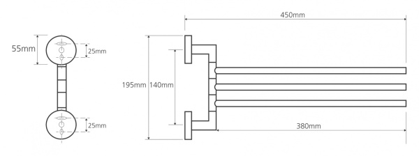 Тройной полотенцедержатель поворотный Bemeta Omega 104204112 Тройной полотенцедержатель поворотный Bemeta Omega 104204112