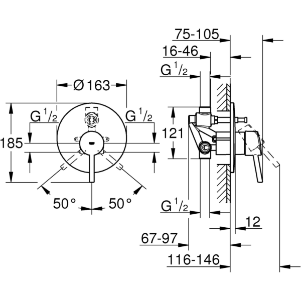 Смеситель для ванны однорычажный Grohe Concetto 32214 001 (32214001) хром