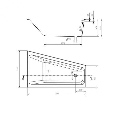 Ванна акриловая асимметричная Cersanit CREA 160x100 правая P-WA-CREA*160-RNL