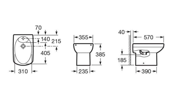 Биде напольное Roca Dama Senso 357514000