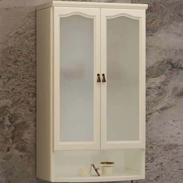 Шкаф Opadiris Риспекто подвесной, двухстворчатый, цвет слоновая кость, с матовым стеклом 00-00006077