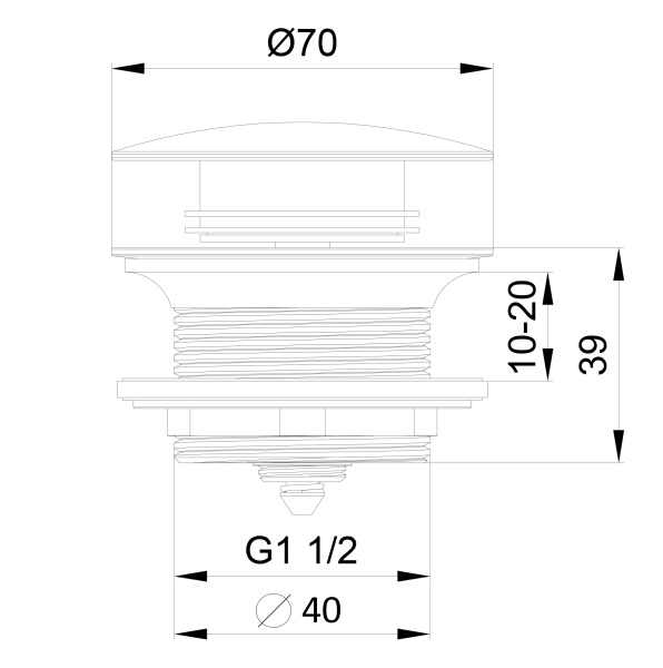 Донный клапан для ванны  WONZON & WOGHAND, черный матовый WW-SS105-MB
