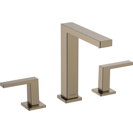 Смеситель для раковины на 3 отверстия с донным клапаном Push-Open Hansgrohe Tecturis E 73030140 шлифованная бронза