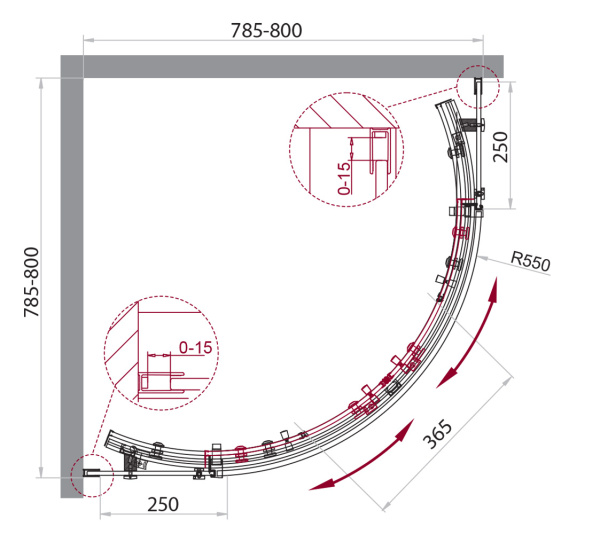 Душевой уголок (80х80) BelBagno ACQUA-R-2-80-C-Cr